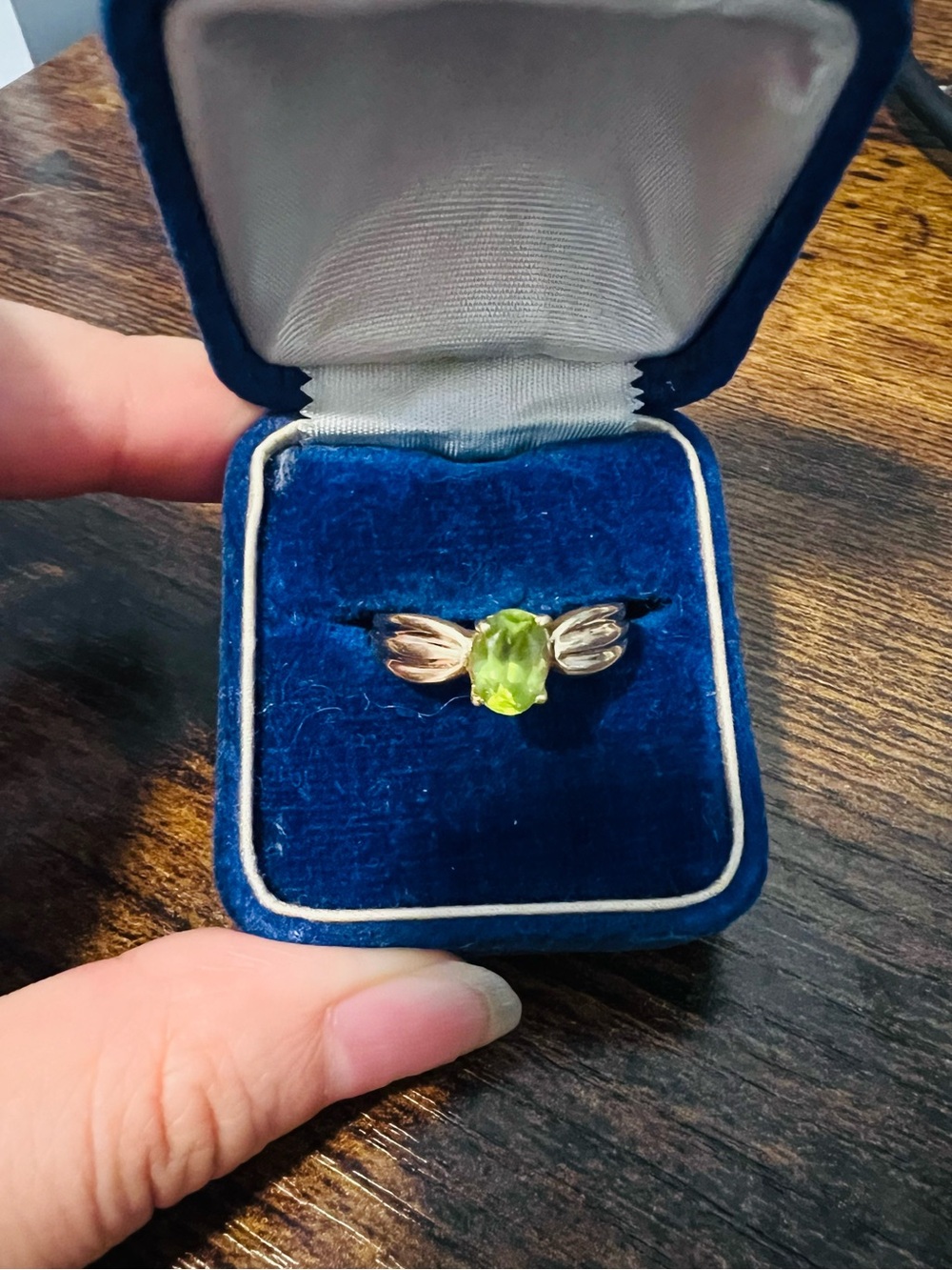 Vintage 10K Gold Green Tourmaline Ring – Size 6.5